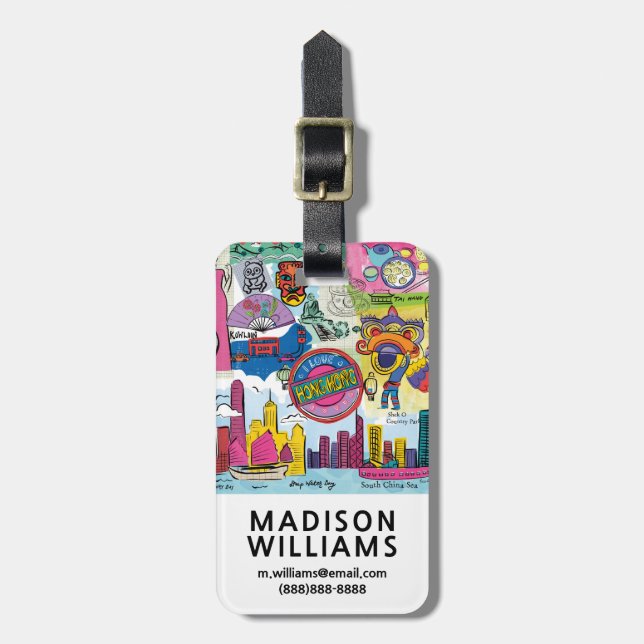 Global Travel - Hong Kong Luggage Tag (Front Vertical)