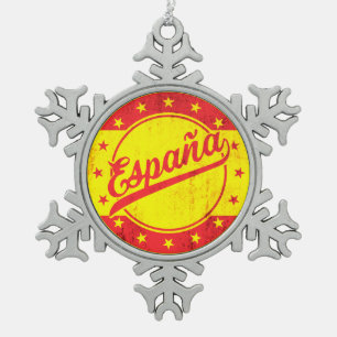 Global Traveller - España   Spain Sticker Snowflake Pewter Christmas Ornament