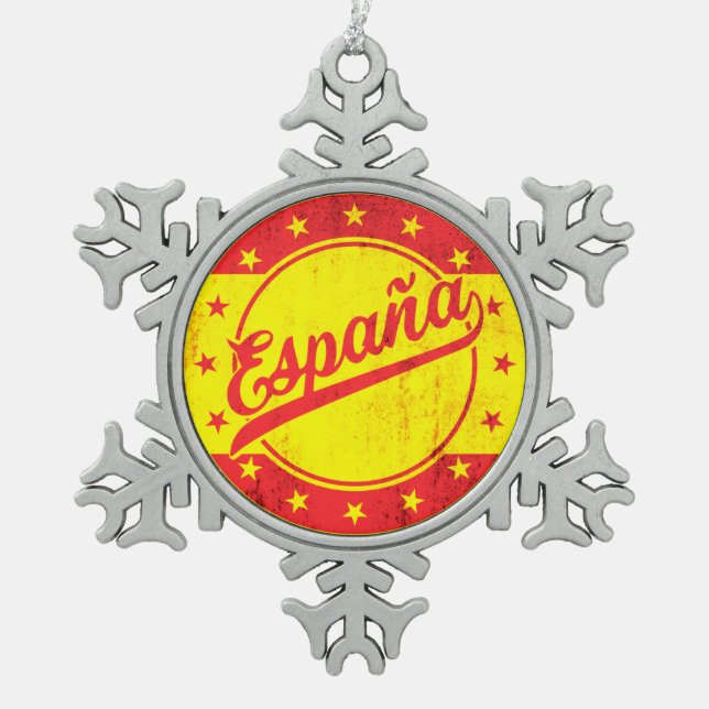 Global Traveller - España | Spain Sticker Snowflake Pewter Christmas Ornament (Front)