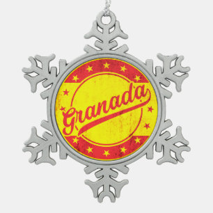 Global Traveller - Granada, Spain Snowflake Pewter Christmas Ornament