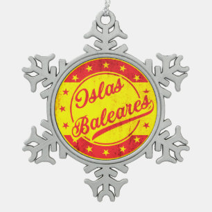 Global Traveller - Spain - Islas Baleares Snowflake Pewter Christmas Ornament