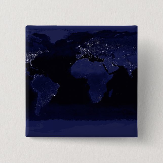Global View of Earth's City Lights 15 Cm Square Badge (Front)