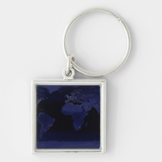 Global View of Earth's City Lights Key Ring (Front)