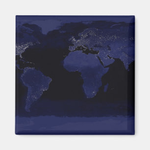Global View of Earth's City Lights Magnet