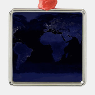 Global View of Earth's City Lights Metal Tree Decoration