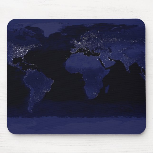 Global View of Earth's City Lights Mouse Mat (Front)