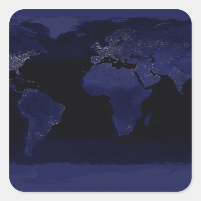 Global View of Earth's City Lights Square Sticker (Front)