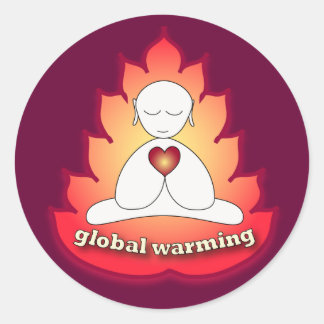 global warming classic round sticker