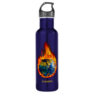 Global Warming Climate Change Earth In Fire 710 Ml Water Bottle
