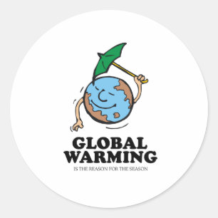 Global warming season classic round sticker