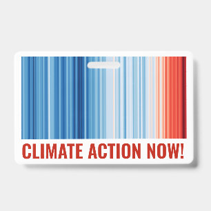 Global Warming Stripes Climate Change Crisis Earth ID Badge