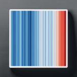 Global Warming Stripes Climate Change Environment Plaque<br><div class="desc">In blue and red colors, this vivid image of “warming stripes” shows the long-term gradual increase in temperatures of global warming from 1850 to 2018. Clearly, the rise in temperatures in the past 50 years is the fastest rate in recorded history. The number one goal to mitigate climate change is...</div>