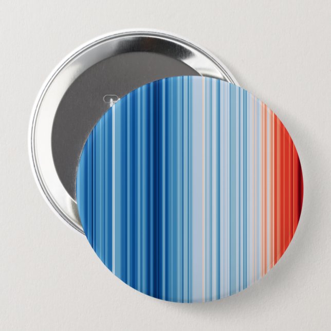 Global Warming Stripes Earth Climate Change 10 Cm Round Badge (Front & Back)