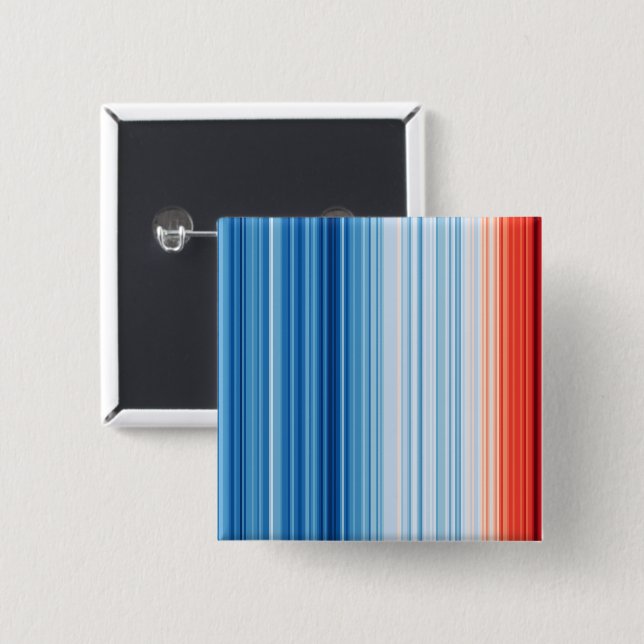Global Warming Stripes Earth Climate Change 15 Cm Square Badge (Front & Back)