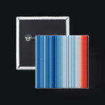 Global Warming Stripes Earth Climate Change 15 Cm Square Badge<br><div class="desc">Support efforts to address global warming and climate change - wear a button! This vivid image of “warming stripes” shows the long-term gradual increase in temperatures of global warming from 1850 to 2018. Clearly, the rise in temperatures in the past 50 years is the fastest rate in recorded history. The...</div>