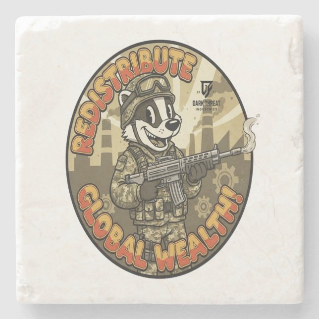 Global Wealth Badger Stone Coaster (Front)
