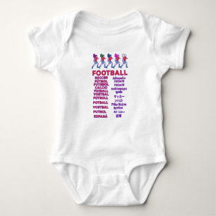 Global Women Soccer Multilingual Names Sports Fan Baby Bodysuit