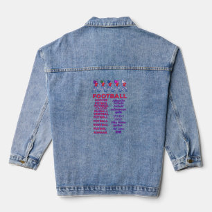 Global Women Soccer Multilingual Names Sports Fan Denim Jacket