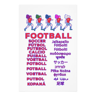Global Women Soccer Multilingual Names Sports Fan Photo Print