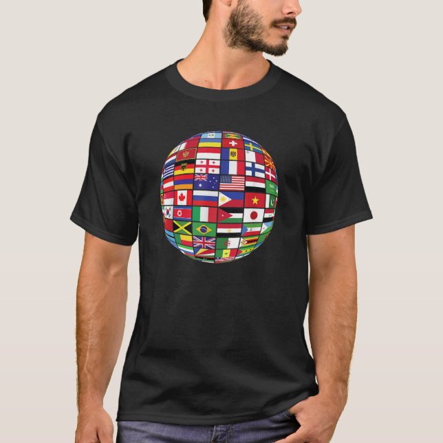 Global World Flags Patriotic Traveller T-Shirt (Front)