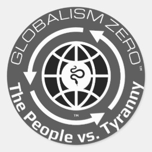 Globalism Zero™ White Circle with Black Globe Logo Classic Round Sticker