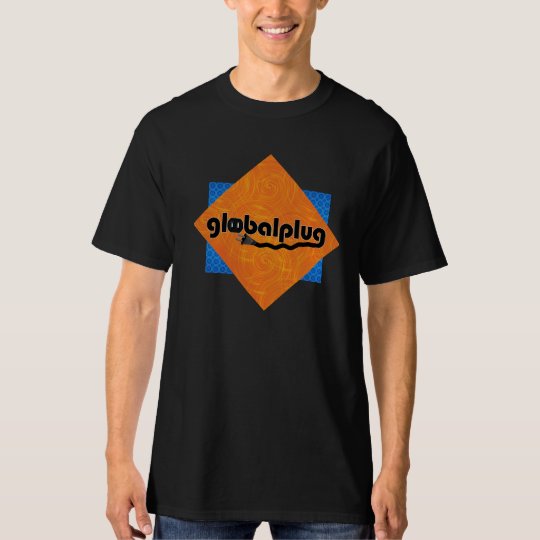 globalplugnet Black Tee Orange/blue pattern