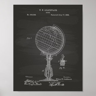 Globe 1888 Patent Art Chalkboard Poster