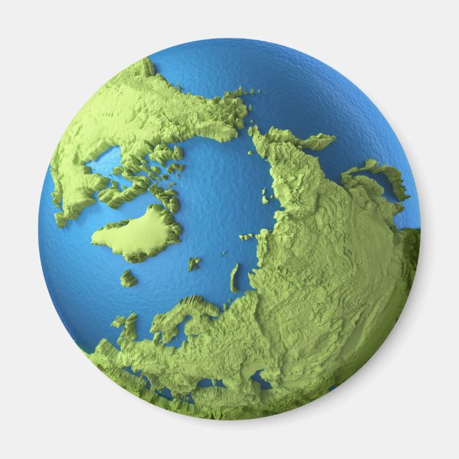 Globe 3d isolated on white background. North Pole Magnet (Front)