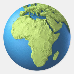 Globe 3d Isolated On White. Continent Africa Classic Round Sticker