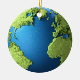 Globe 3d Render Isolated On White Background Ceramic Tree Decoration