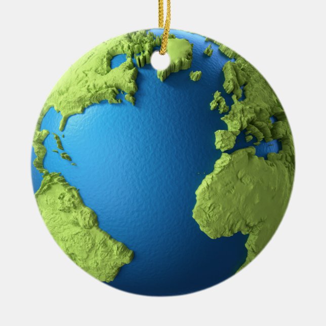 Globe 3d Render Isolated On White Background Ceramic Tree Decoration (Front)