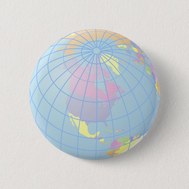 Globe 6 Cm Round Badge (Front)