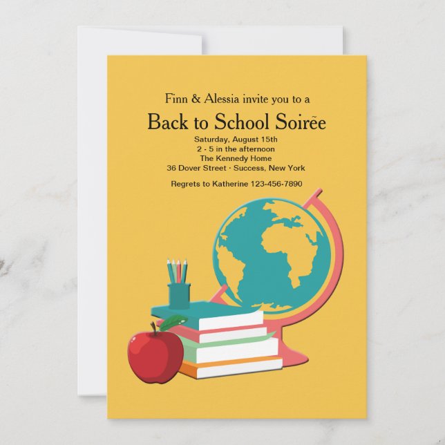 Globe and books Invitation (Front)