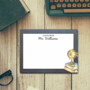 Globe and Chalkboard Personalised Teacher Post-it Notes