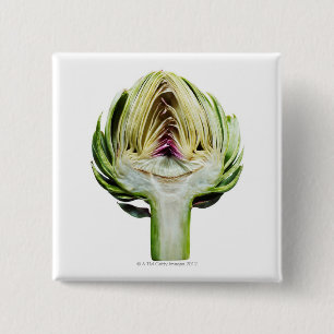 Globe artichoke half cut out 15 cm square badge