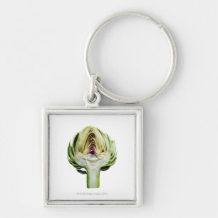 Globe artichoke half cut out key ring