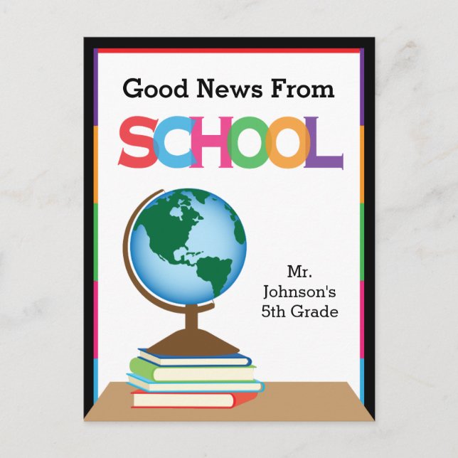 Globe & Books | Good News From School Postcard (Front)