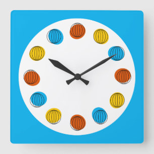 Globe clock blue square