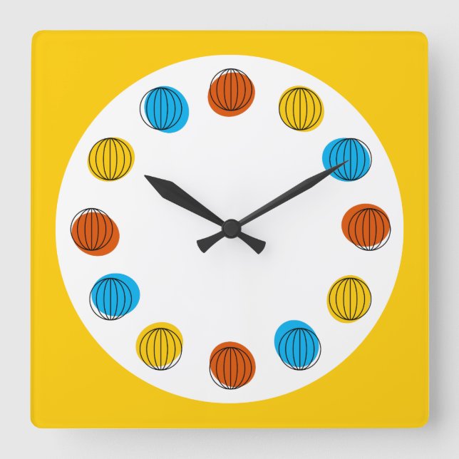 Globe clock yellow square (Front)