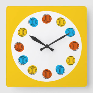 Globe clock yellow square