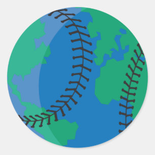 globe earth worldwide baseball classic round sticker