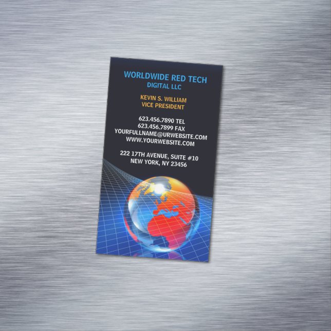 Globe Grid Magnetic Business Card (In Situ)