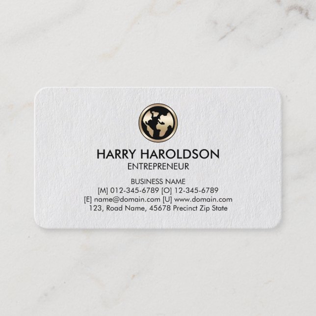 Globe Icon Entreprneur Premium Business Card (Front)