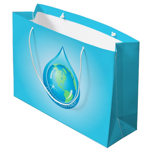 Globe in Waterdrop Large Gift Bag (Back Angled)