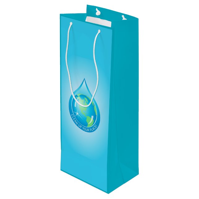Globe in Waterdrop Wine Gift Bag (Back Angled)