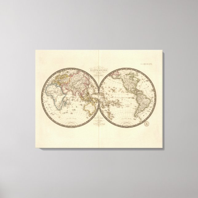 Globe into two hemispheres canvas print (Front)