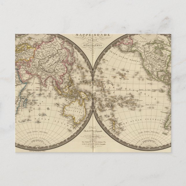 Globe into two hemispheres postcard (Front)