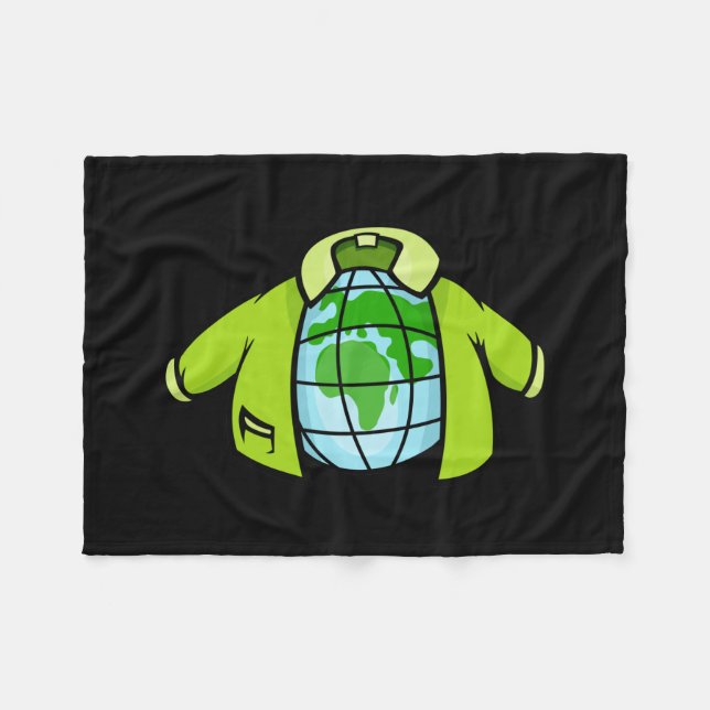 Globe Jacket Fleece Blanket (Front (Horizontal))