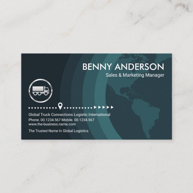 Globe Layers Semi Truck Logistics Driver Business Card (Front)