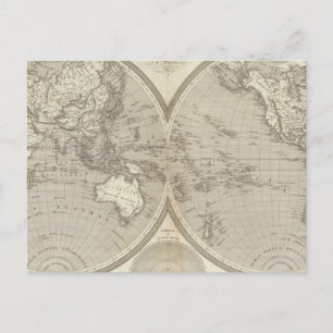 Globe map postcard